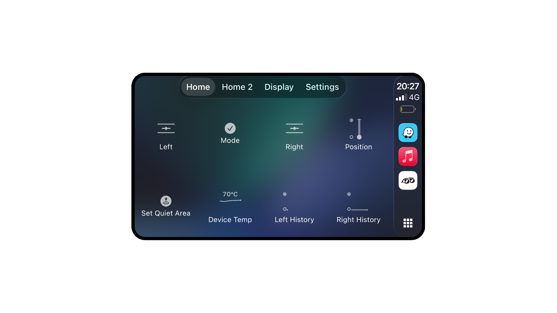 992noise CarPlay home screen 1 with valve controls and OBD data